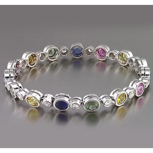 Multi Color Sapphire Tennis Bracelet Bezel New Stylish Amazing Women Jewelry
