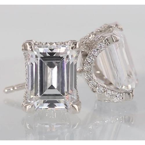 Natural Diamond Studs Emerald Cut Stud Earrings