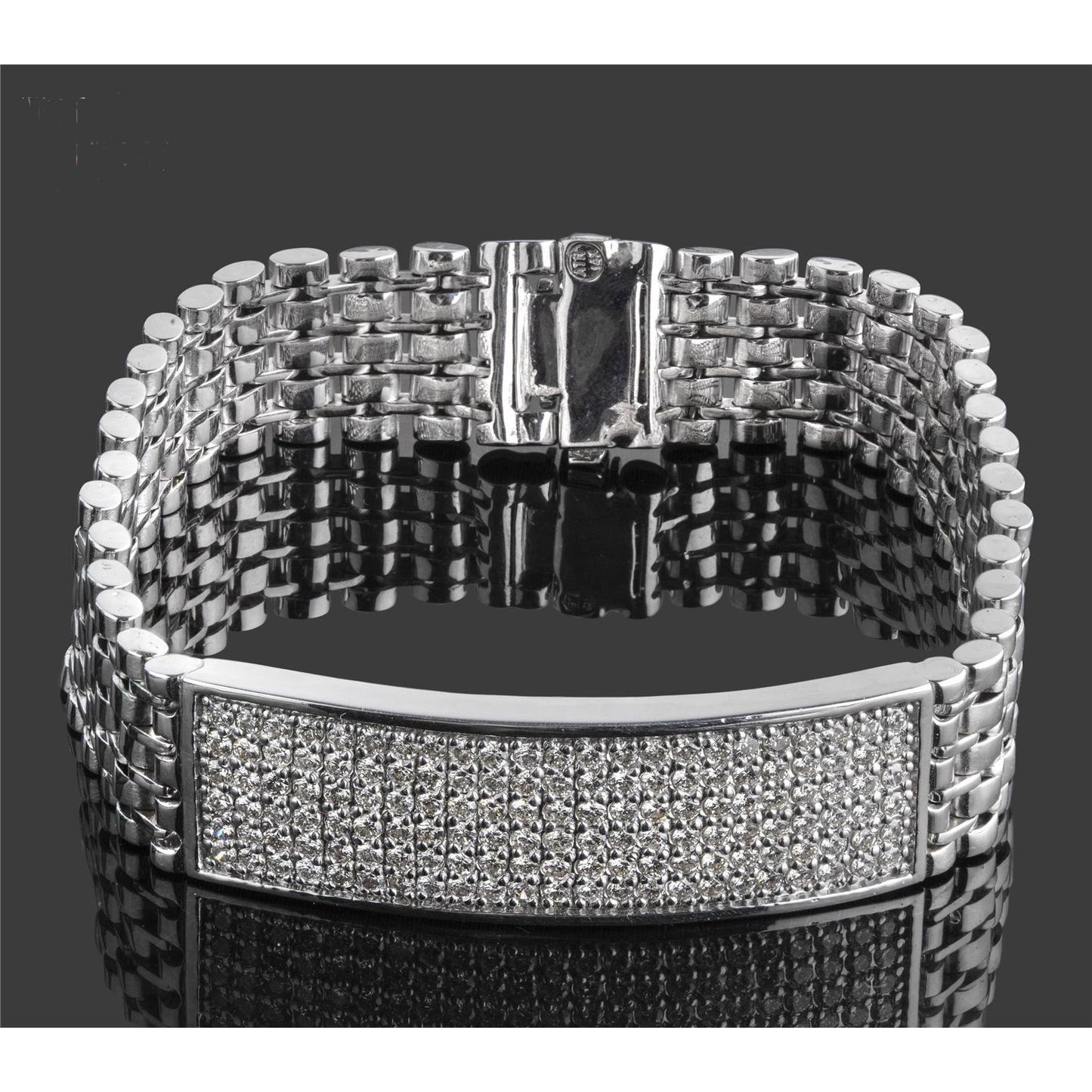 Natural Round Cut Diamond Men Bracelet White Gold 14K 9 Carats Mens Bracelet