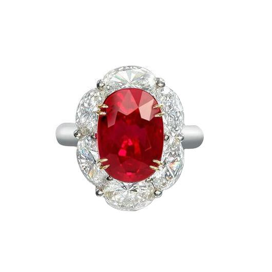 Natural Ruby And Diamond Wedding White Gold Gemstone Ring