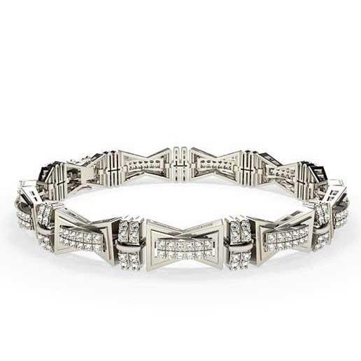 Natural Small Round Cut 7.50 Ct. Diamonds Mens Bracelet 14K Wg New Mens Bracelet