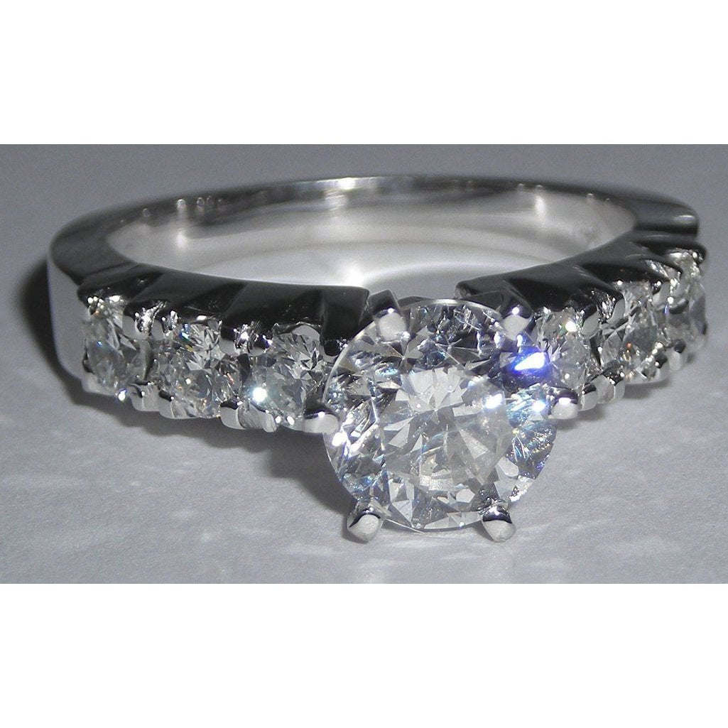 Half Bazel Unique Lady’s Solitaire Ring with Accents White Gold Diamond