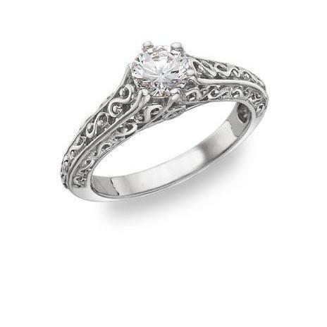 New White Quality Wedding Solitaire Ring with Accents White Gold Diamond