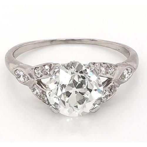 Unique Old Mine Cut Diamond Ring Split Shank Prong Set Women Jewelry White Gold Engagement Ring