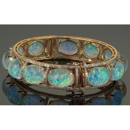 New Womans Opal Diamond Bracelet Prong Set Bracelet Women Gemstone Bracelet