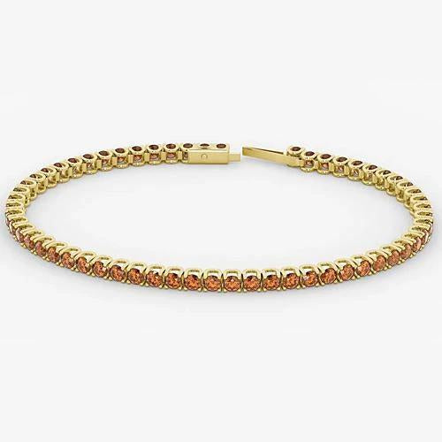 Orange Sapphire Tennis Bracelet 5.90 Carats Jewelry New Gemstone Bracelet