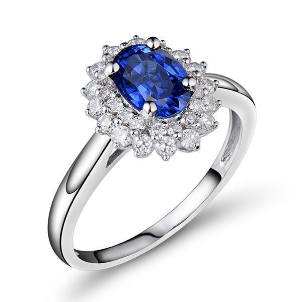 Oval And Round Cut Fancy Lady’s Sri Lanka Sapphire Diamonds Gemstone Ring