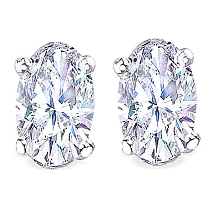 Oval Cut Diamond Studs Earring 2 Carats G Si1 White Gold Stud Earrings