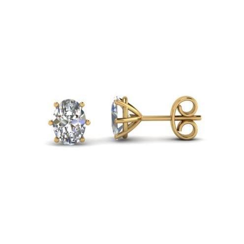 Oval Cut Princess Cut High Carats Diamonds Studs Earrings Gold Yellow Stud Earrings