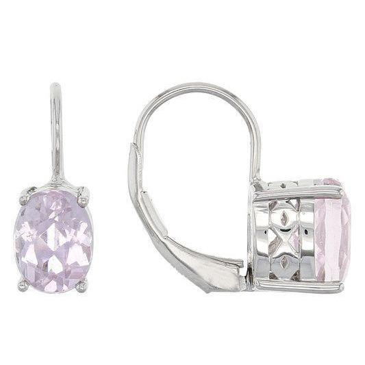 Oval Cut Kunzite White Gold 14K Drop Women Earrings Jewelry Brilliant sparkling best gift Gemstone Earring