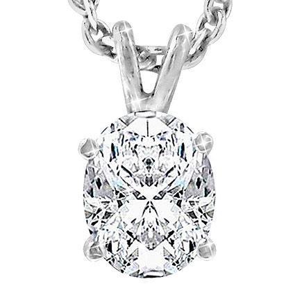 Oval Cut Natural Diamond Necklace Pendant Solid White Gold Jewelry 3 Carats Pendant