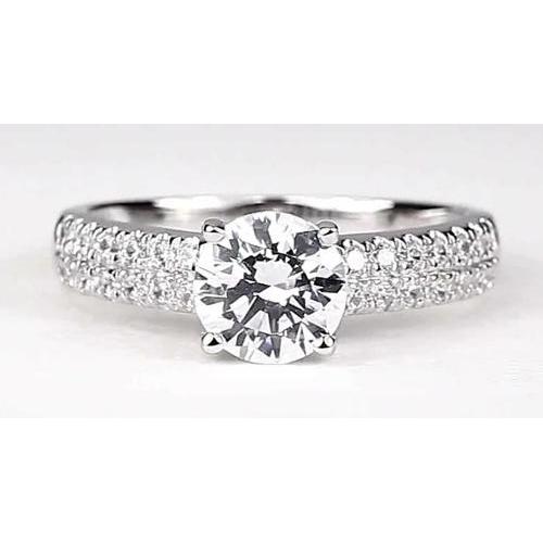 Pave Set New High Quality Wedding Solitaire Ring with Accents White Gold Diamond