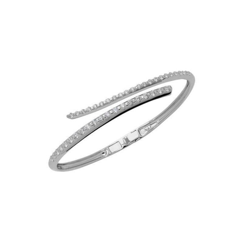 Pave Setting Roundcut Diamond Bangle White Gold Fine Jewelry Bangle