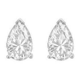 Pear Cut Diamond Ladies Sparkling Unique Stud Earrings White Gold Diamond