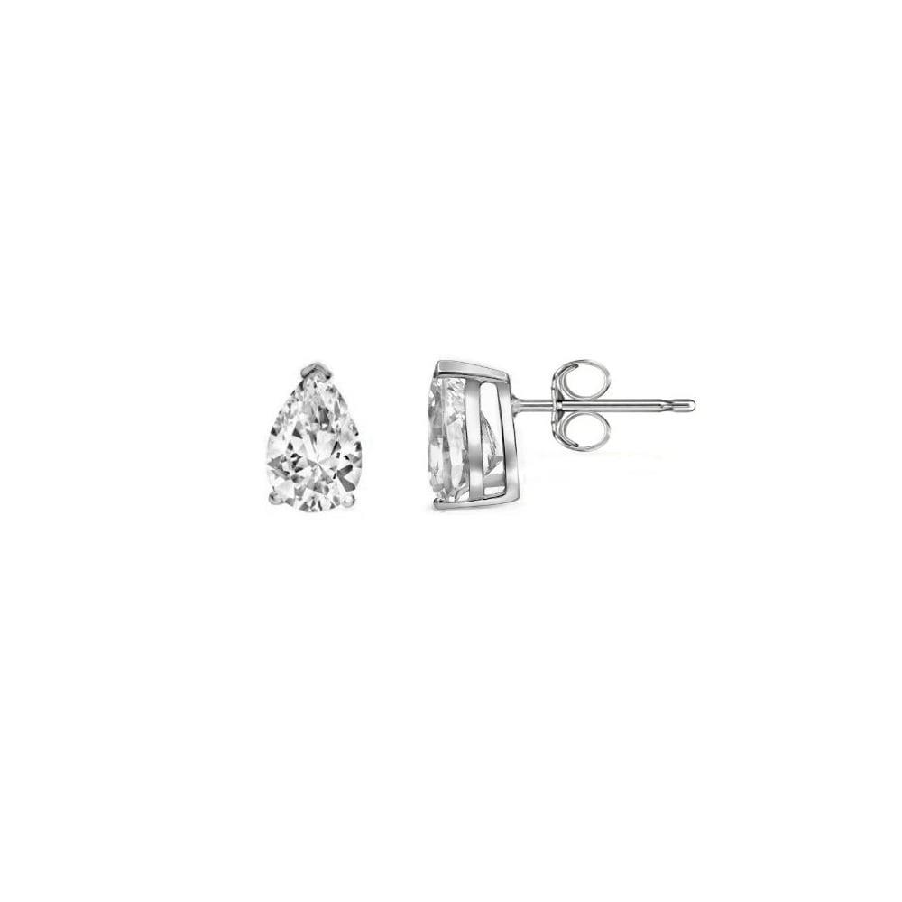 natural pear diamond 3.40ct earring front view