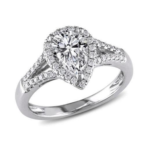 Pear Cut And Round Halo Diamond Wedding Lady Men Ring White Gold Halo Ring