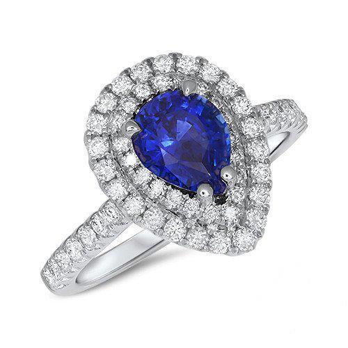 New Amazing Pear Cut Ceylon Sapphire Diamond Ring White Gold Gemstone Ring