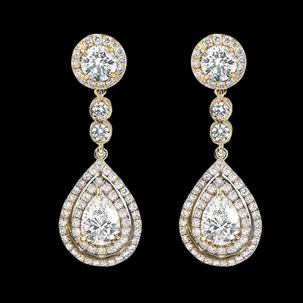 Pear Cut Diamonds 6 Carats Chandelier Earring Yellow Gold Diamond Earring Chandelier Earring