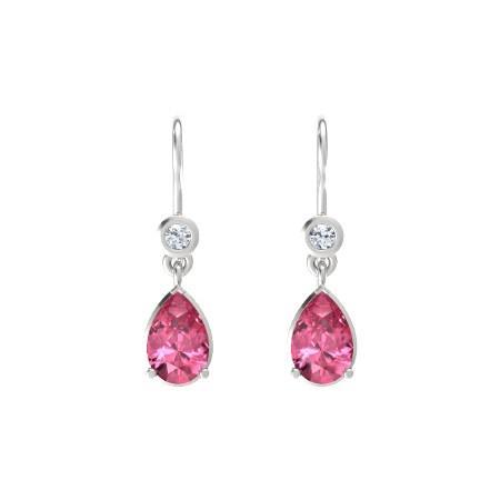 Pear Cut Tourmaline With Diamond Dangle Earrings White Gold Gemstone