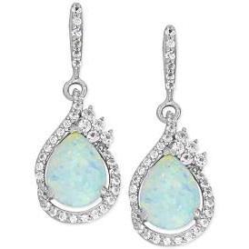 Pear Opal With Round Diamonds Best amazing weeding Dangle Earrings White Gold Gemstone Earring