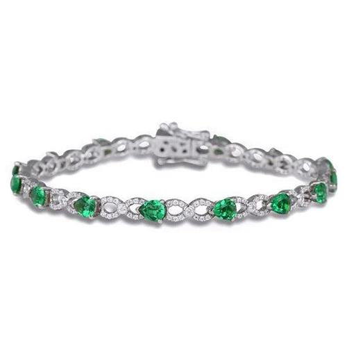 Pear Green Emerald Tennis Bracelet Brilliant sparkling best gift White Gold