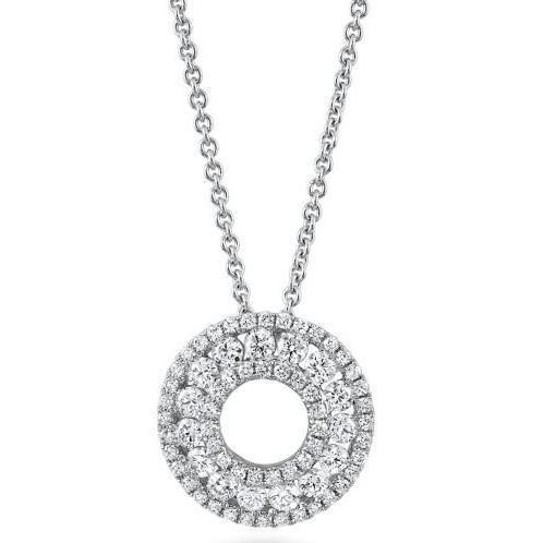 Pendant Necklace 3.15 Ct Round Brilliant Cut Diamonds White Gold 14K Pendant
