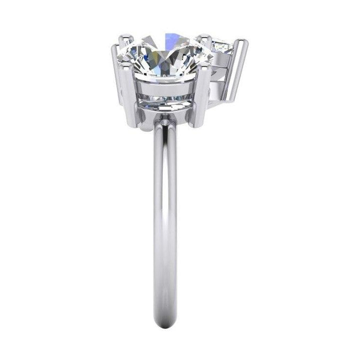 Fancy Toi et Moi Two Stone Round & Pear Diamond Ring 4 Carats White Gold