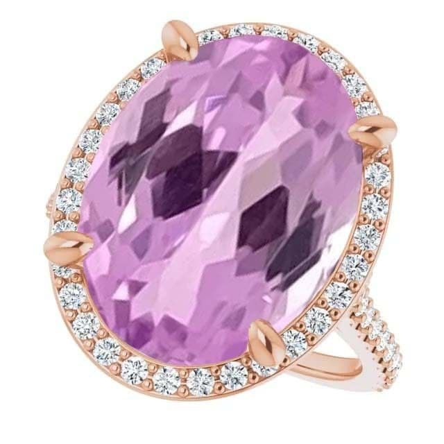 Pink Kunzite Women Jewelry Sparkling Solid Rose Gold Jewelry