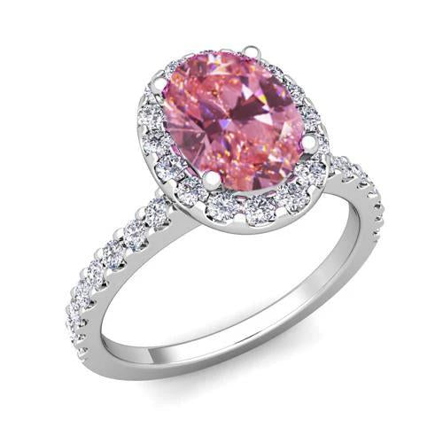 Pink Sapphire And Diamonds Sparkling White Gold Gemstone Ring