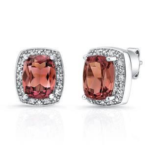 New Pink Tourmaline And Diamond Stud Earring White Gold