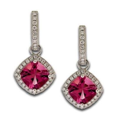 Pink Tourmaline With Diamonds Amazing Stylish womans Dangle Earring