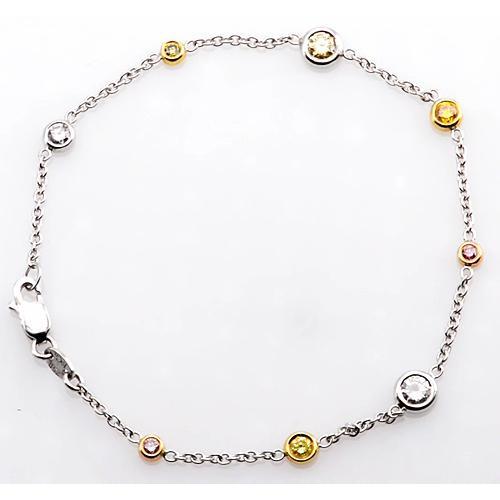 New Amazing Pink & Yellow Sapphire And White Diamond Bracelet Women Jewelry Gemstone Bracelet