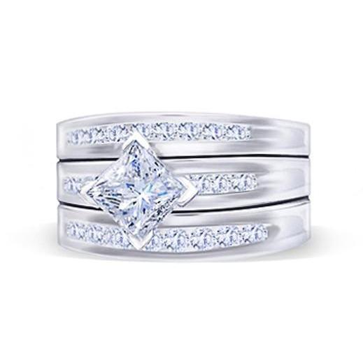 Princess And Round Brilliant Diamonds Engagement Ring 2.75 Carat Diamond Band Engagement Ring