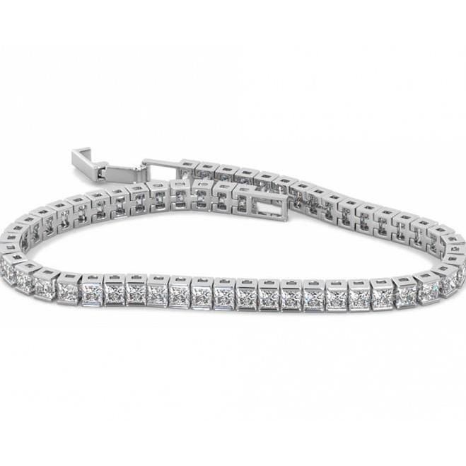 Princess Cut Channel Set 10.80 Ct Diamonds Tennis Bracelet White Gold Tennis Bracelet