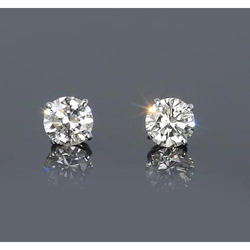Prong Round Diamond Stud Earrings White Gold Jewelry Stud Earrings