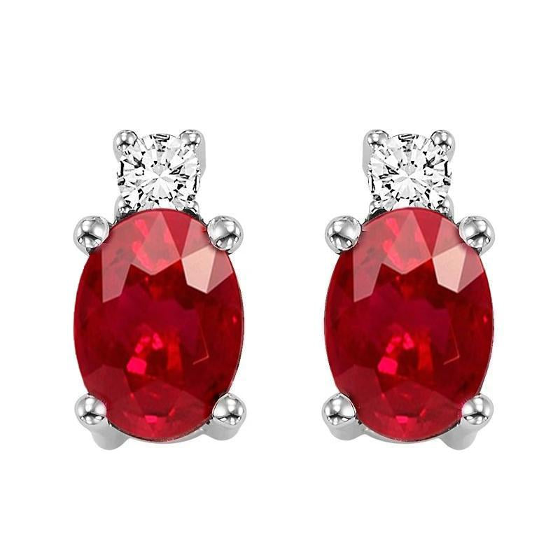 Prong Set New High Quality Wedding Ruby And Diamonds Studs Earrings White Gold Gemstone Earring