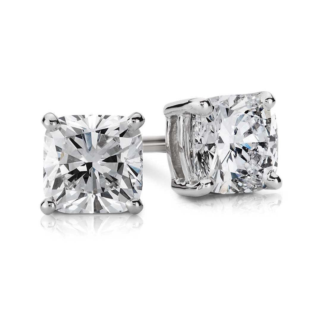 Prong Set 2 Ct Cushion Cut Diamond Stud Earring Solid White Gold 14K Stud Earrings