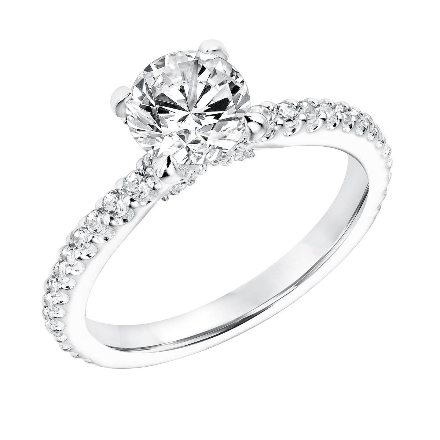 Prong Set Wedding Solitaire Ring with Accents White Gold Diamond