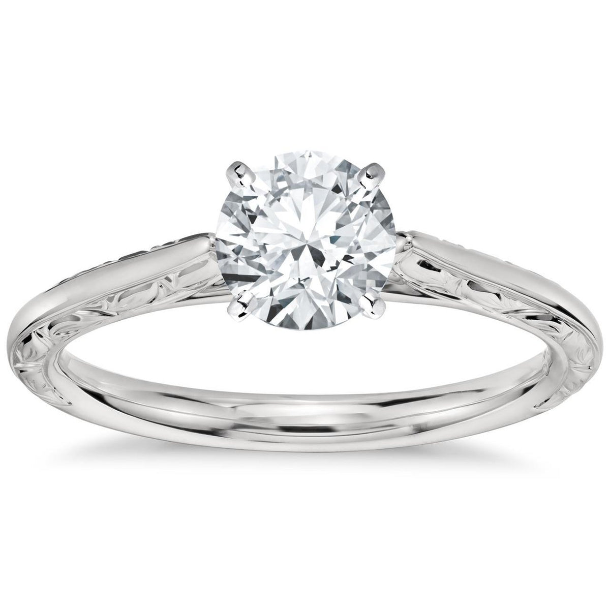 Round Cut Solitaire Diamond Antique Style Wedding Ring