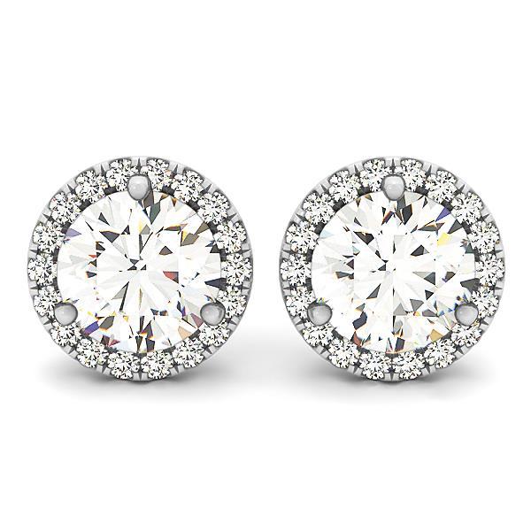 Prong Set 6.30 Ct Round Cut Diamonds Women Stud Earrings White Gold Pave Halo Studs- Halo