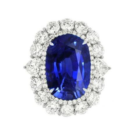 Prong Set High Quality Ceylon Blue Sapphire Diamonds Wedding White Gold Gemstone Ring