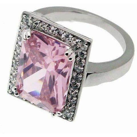 LAdiess Prong Set Big Kunzite With Diamonds White Gold Gemstone Ring
