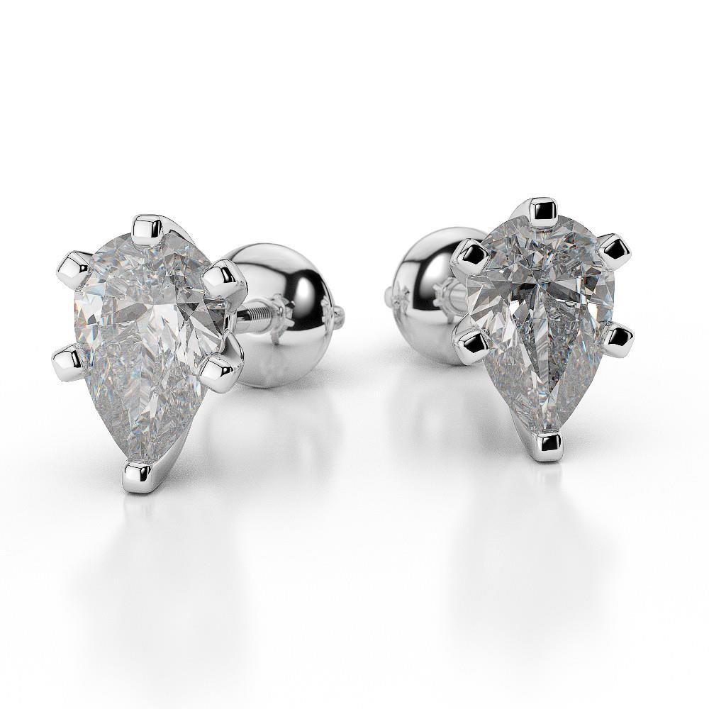 Prong Set Diamonds Women Studs Earrings White Gold