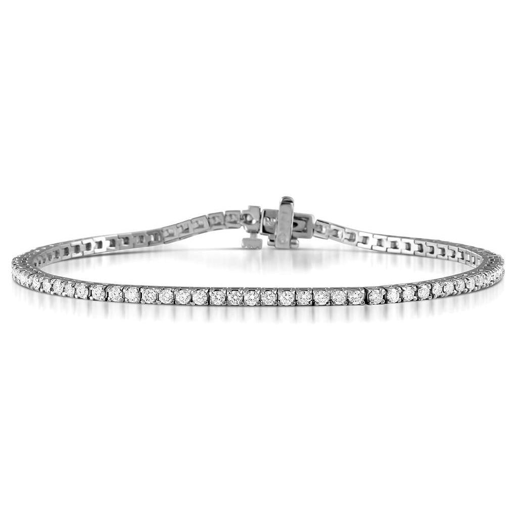 Prong Set Round Cut 4.50 Carats Diamonds Tennis Bracelet 10K Wg Tennis Bracelet