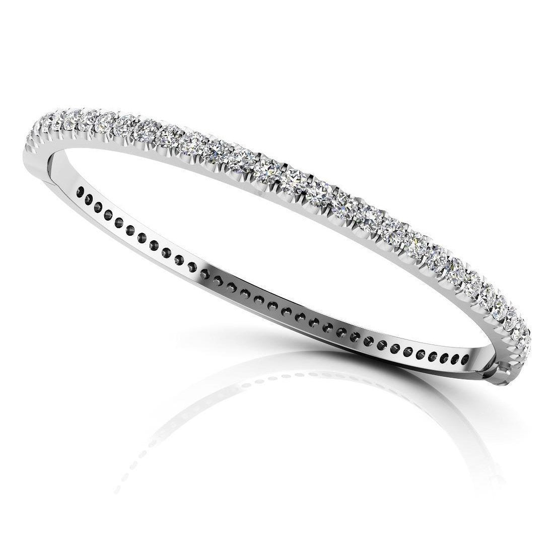 Prong Set Round Cut Diamonds Bangle White Gold 14K 4.80 Ct Bangle