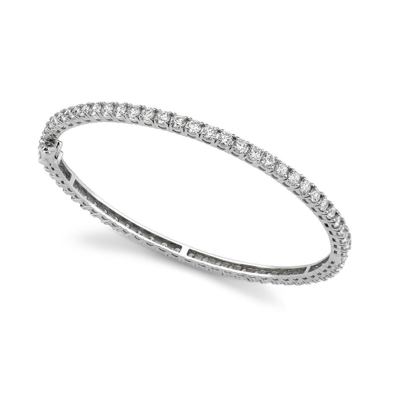 Prong Set Round Diamond Ladies Bangle White Gold 14K 6.20 Ct Bangle