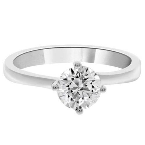 Prong Set Solitaire Round Cut Diamond Engagement Ring White Gold Solitaire Ring