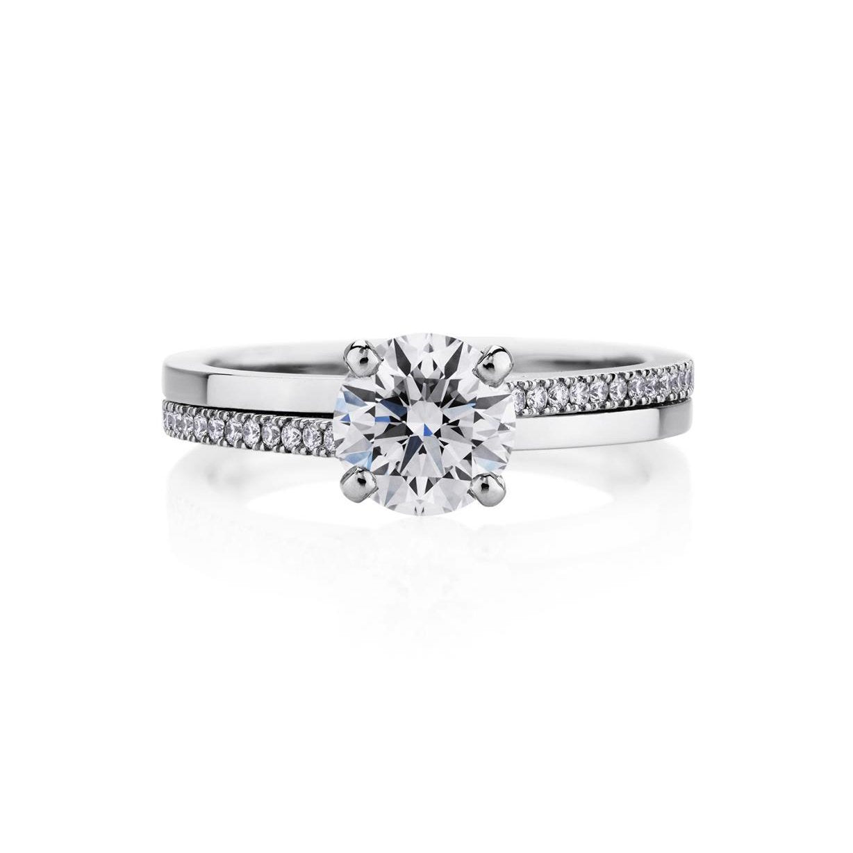 Prong Set Solitaire With Accent 2.20 Ct Diamonds Ring 14K White Gold Solitaire Ring with Accents