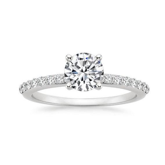 Women Jewelry Sparkling Unique Solitaire Ring with Accents White Gold Diamond