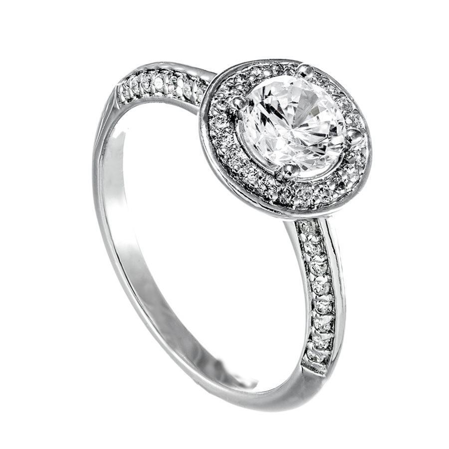 Prong Set Sparkling 2.40 Carats Diamonds Engagement Ring Halo 14K Gold Halo Ring